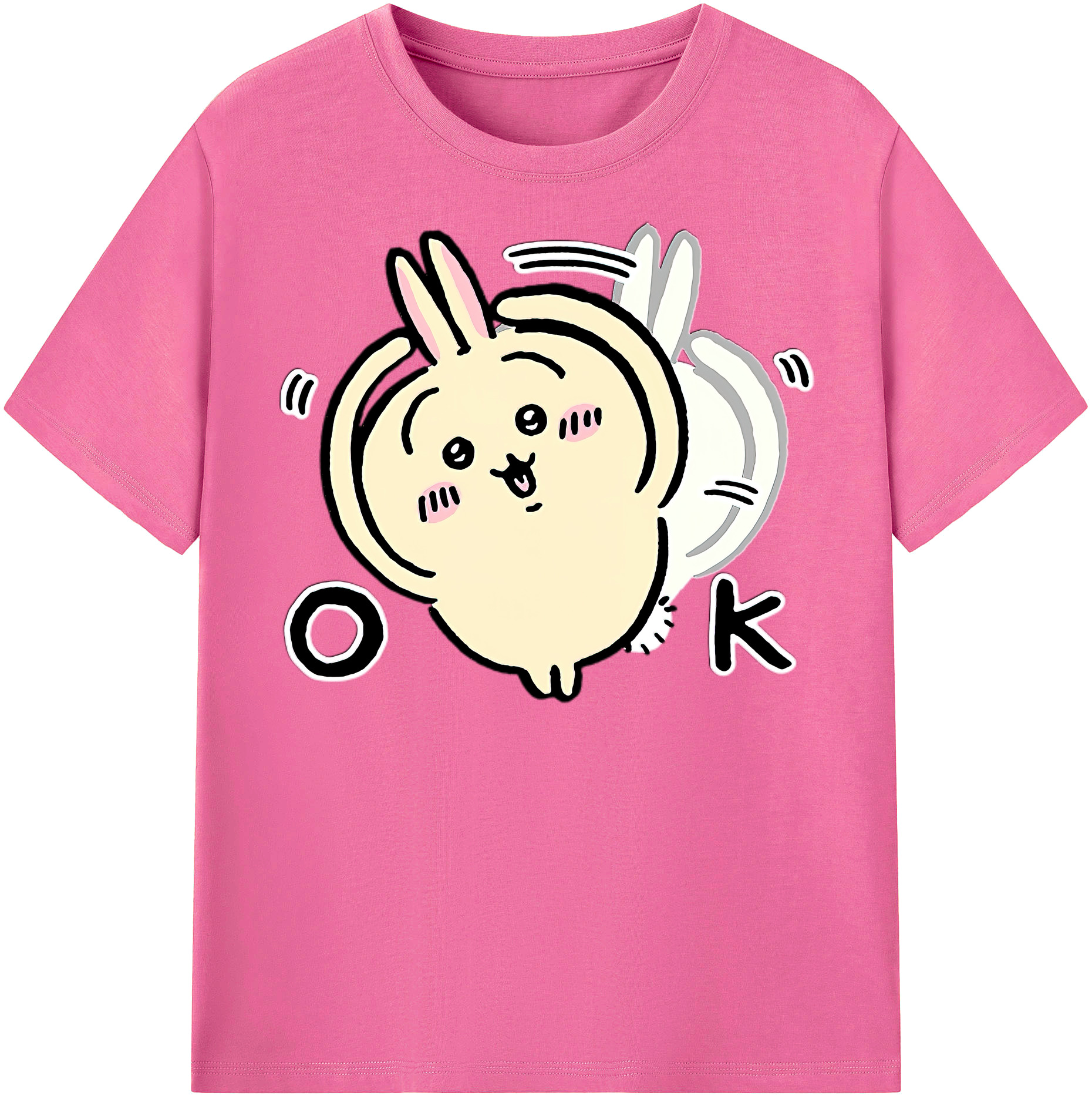 （画像用） ちいかわ うさぎ Chii-kawa usagi レディースカジュアルプリントTシャツ（綿100％）